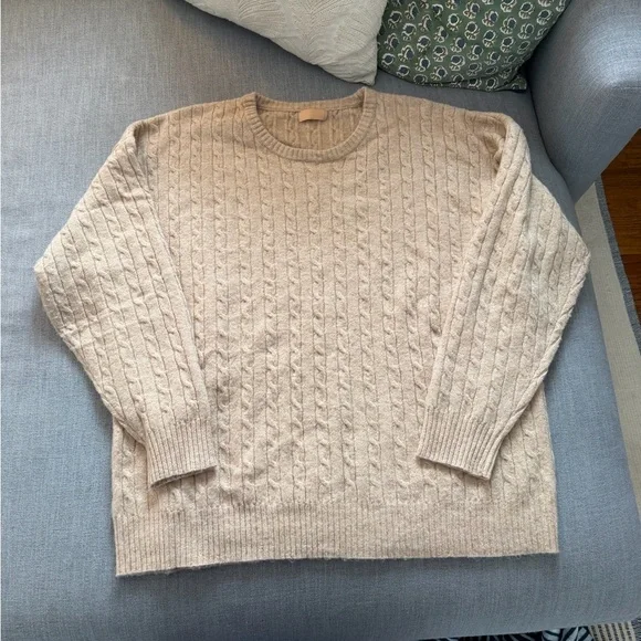 Nuuds Cable Crewneck Sweater Heather Oat XL - Picture 8 of 12